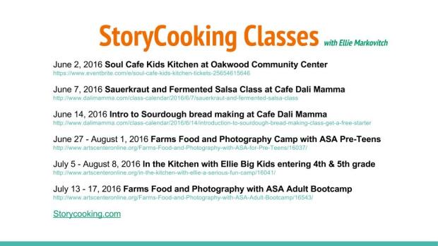 StoryCooking Classes with Ellie Markovitch